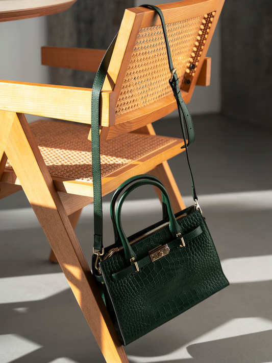 Women Croc-Embossed Satchel