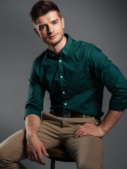 Majestic Man Solid Slim Fit Casual Shirt for Men