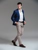 Men Navy Check Slim Fit Casual Blazer