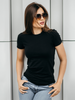 Women's Round Neck Black Half sleeve R&B Solid T-shirt